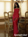 Sexy Soft Satin Spaghetti Straps Sleeveless Side Slit Mermaid Maxi Prom Dress, PD4035