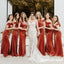 Sexy Velvet Off Shoulder Mermaid Floor Length Bridesmaid Dresses, BD3368