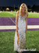 Sexy Tulle Spaghetti Straps V-Neck Sleeveless Open Back Side Slit Mermaid Long Prom Dresses, PD3935