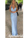 Sexy Soft Satin Spaghetti Straps V-Neck Sleeveless Mermaid Long Prom Dresses, PD3937