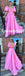 Sweet Pink Satin Half Sleeves A-Line Long Prom Dresses With Bow Tie, PD3889
