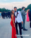 Sexy Red One Shoulder Sleeveless Side Slit Mermaid Long Prom Dresses, PD3930