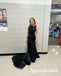 Sexy Black Sequin Spaghetti Straps Sleeveless Mermaid Long Prom Dresses, PD3926