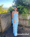 Sexy Blue Tulle Halter Sleeveless Mermaid Long Prom Dresses With Split, PD3838