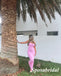 Sexy Pink Spaghetti Straps Sleeveless Mermaid Long Prom Dresses, PD3837