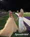 Sexy Tulle Spaghetti Straps V-Neck Sleeveless Open Back Side Slit Mermaid Long Prom Dresses, PD3935