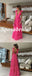 Elegant Pink Chiffon Spaghetti Straps V-Neck Open Back A-Line Long Prom Dresses, PD3800