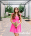 Sexy Hot Pink Spaghetti Straps Sleeveless A-Line Mini Dresses/ Homecoming Dresses, PD3600
