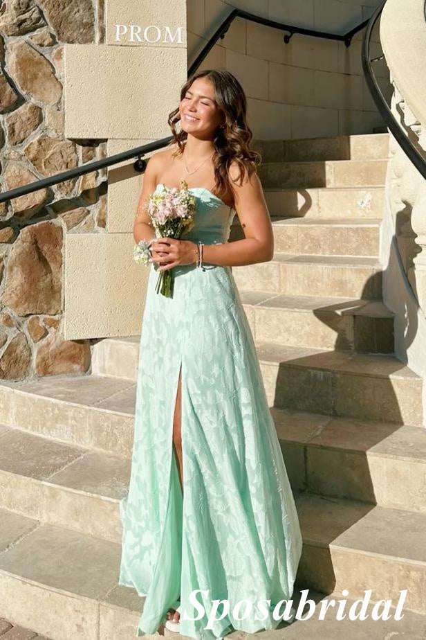 Sexy Sweetheart Sleeveless Side Slit A-Line Maxi Prom Dress, PD4038