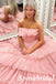 Sweet Blushing-Pink Tulle Sweetheart A-Line Long Prom Dresses, PD3822