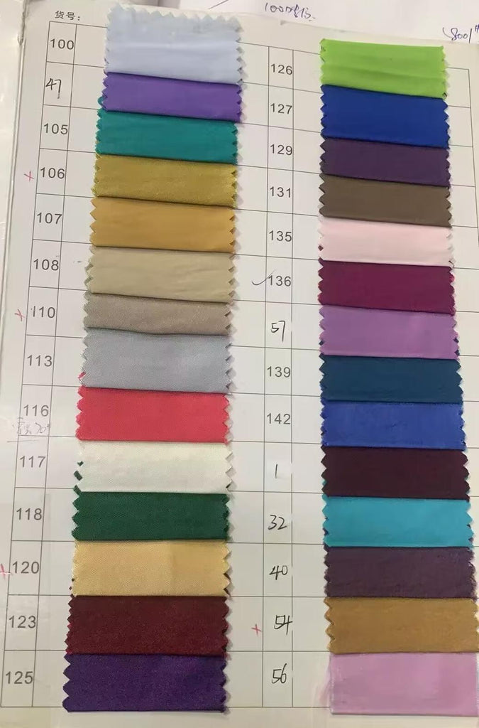 Taffeta Color Fabric Swatches