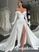 Sexy Satin Off Shoulder Sleeveless Side Slit Mermiad Long Prom Dresses, PD3910