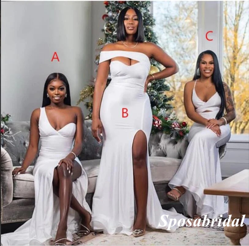 Sexy Mismatched Soft Satin Mermaid Floor Length Bridesmaid Dresses, BD3356