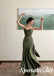 Sexy Satin Spaghetti Straps Sleeveless Mermaid Long Prom Dresses With Bow Tie, PD3906