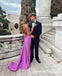 Sexy Satin Halter V-Neck Sleeveless Mermaid Long Prom Dresses,PD3726