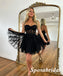 Sexy Black Tulle Sweetheart V-Neck A-Line Mini Dresses/ Homecoming Dresses, PD3579