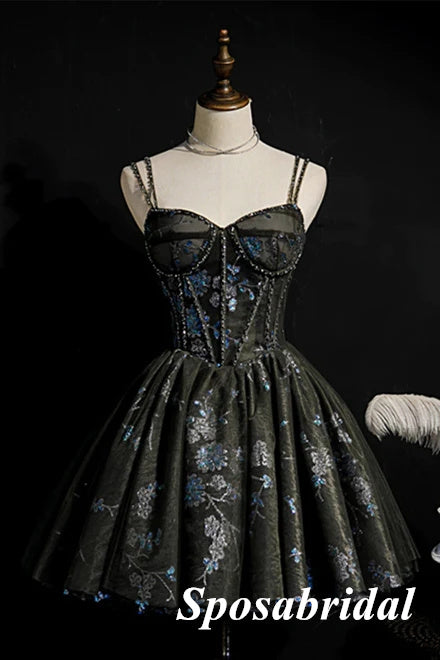 Sexy Spaghetti Straps A-Line Mini Dresses/ Homecoming Dresses, PD3578