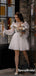 Sexy Tulle High Neck Long Sleeves A-Line Beach Short Wedding Dresses, WD3102