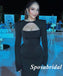 Sexy Black Jersey Long Sleeves Mermaid Long Prom Dresses, PD3802