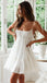 Sexy White Chiffon Spaghetti Straps Sleeveless A-Line Short Prom Dresses/Homecoming Dresses, PD3520