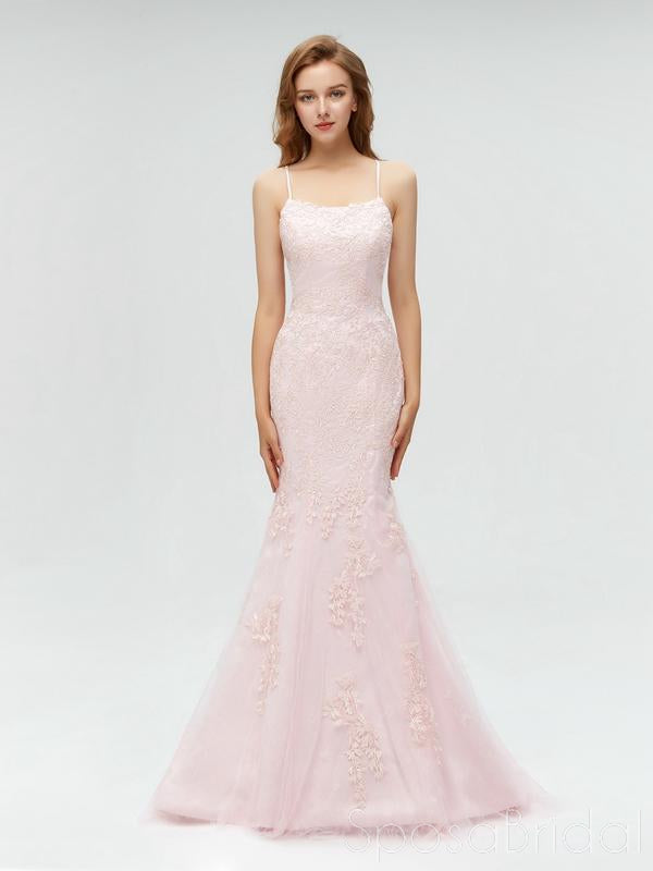 2021 Modest Spaghetti Strap Lace Mermaid Long Prom Dresses, Backless Formal Party Evening Dress, PD1270