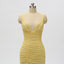 Sparkly Charming Yellow Sequin Mermaid Long Prom Dresses, PD1027