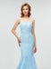 Spaghetti Strap Sky Blue Mermaid Long Prom Dresses, Backless Pageant Dress, PD1271