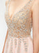 Charming V-neck Sleeveless Side-slit A-line Long Affordable Prom Dresses, PD0600