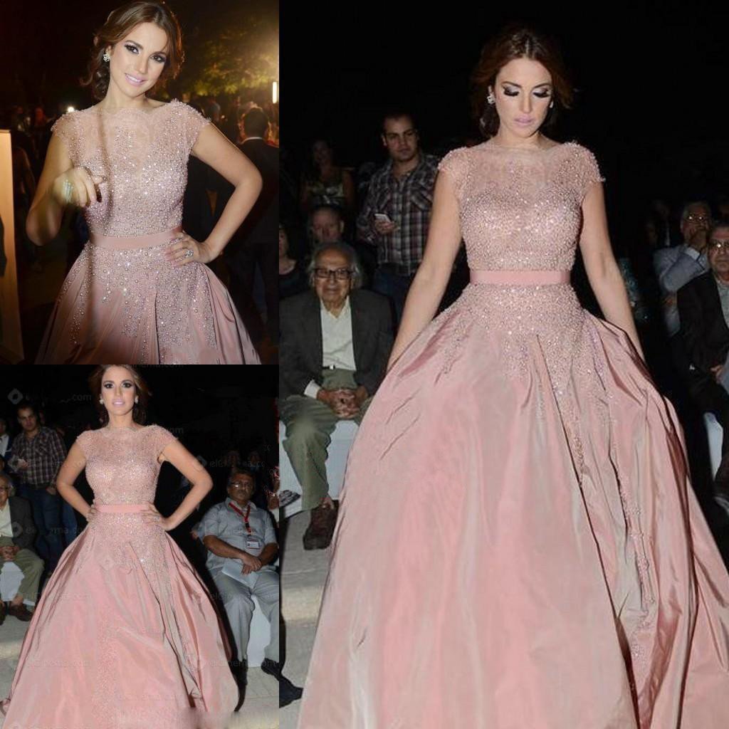 Beads Pink Beautiful Unique New Design Cap Sleeves Prom Dress, Party Dress, PD0314 - SposaBridal