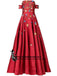 A-line Red Off Shoulder Beautiful Flower Appliques Prom Dresses, Fashion dress for woman, PD0475 - SposaBridal