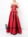 A-line Red Off Shoulder Beautiful Flower Appliques Prom Dresses, Fashion dress for woman, PD0475 - SposaBridal