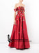 A-line Red Off Shoulder Beautiful Flower Appliques Prom Dresses, Fashion dress for woman, PD0475 - SposaBridal