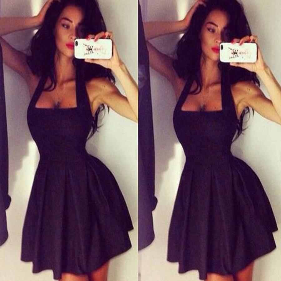 Black halter simple sexy unique style freshman cocktail homecoming prom gowns dress,BD00137 - SposaBridal