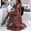 2019 A-Line Charming Sexy Sequin Sparkly Rose Gold and Black Split Prom Dresses, Evening dresses, PD0594 - SposaBridal