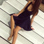 Cheap Short Simple V Neck Black Homecoming Dresses Online, CM531 - SposaBridal