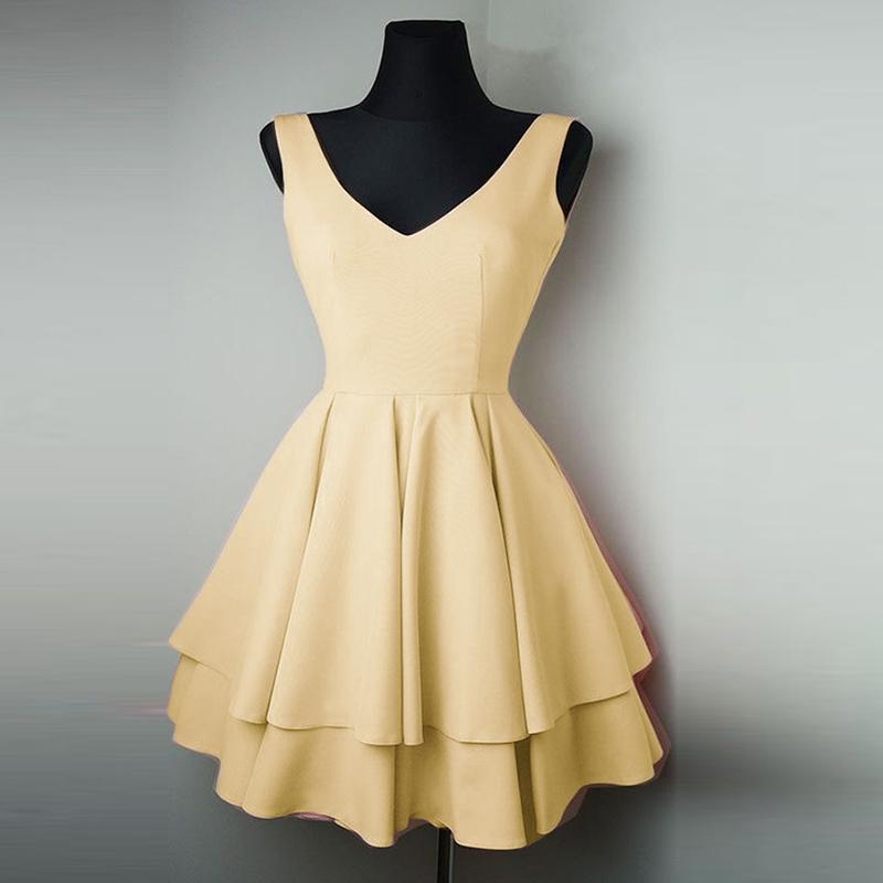 Cheap Short Simple V Neck Black Homecoming Dresses Online, CM531 - SposaBridal