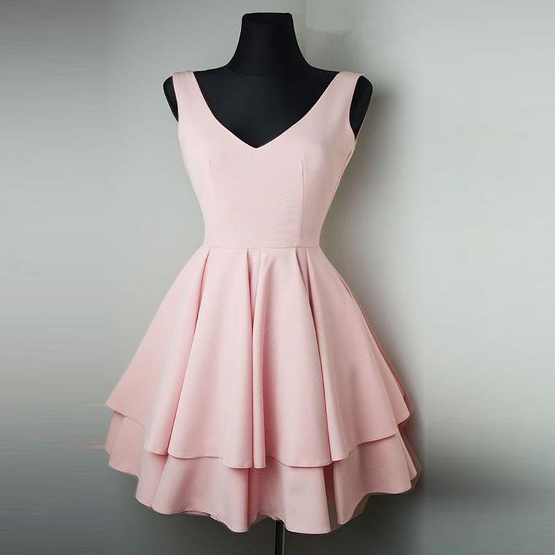 Cheap Short Simple V Neck Black Homecoming Dresses Online, CM531 - SposaBridal