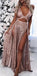 A-Line Charming Sexy Sequin Sparkly Rose Gold and Black Split Prom Dresses, Evening dresses, PD0594