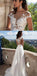 Sexy Boho Lace Top Side-slit Cheap A-line Long Beach Wedding Dress, PD0046