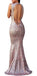 Pink Open Back Sequin Sparkly Mermaid Sexy Long Prom Dresses, PD0609