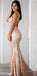 Pink Open Back Sequin Sparkly Mermaid Sexy Long Prom Dresses, PD0609