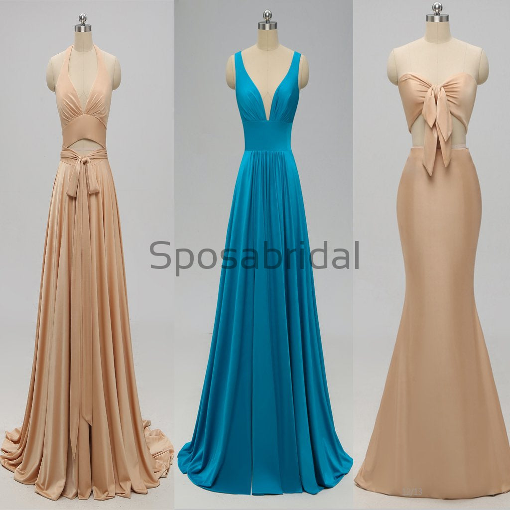 Simple Halter Blue Pink White Mermaid Modest Prom Dresses PD2236