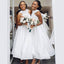 Elegant Ivory Grecian Lace Top A-line Tea-length Bow Tie Bridesmaid dresses, WG759