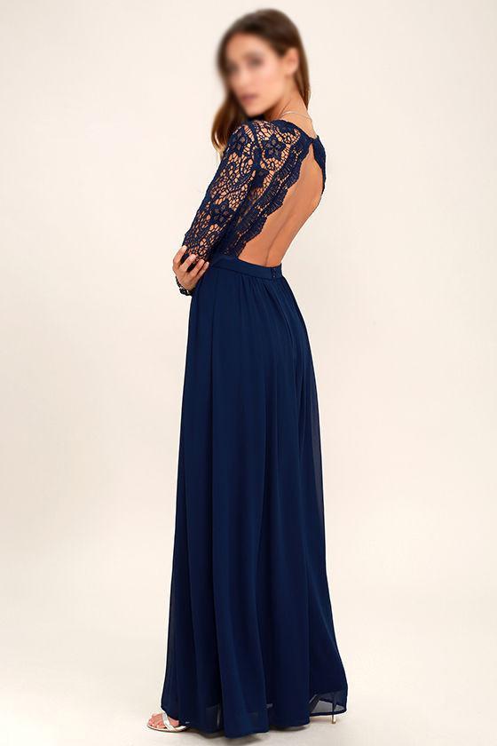 2019 Cheap Chiffon Lace top Long Sleeves Custom Most Popular Open Back Bridesmaid Dress , WG215 - SposaBridal