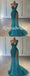 Sexy Tulle And Sequin Lace One Shoulder V-Neck Sleeveless Side Slit Mermaid Long Prom Dresses,PD3686