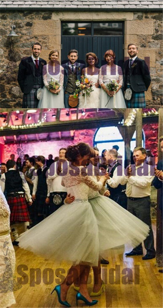 Short Tulle Long Sleeves Newest Popular Affordable Elegant Formal Bridesmaid Dresses, PD0523