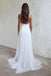 Sexy Spaghetti Strap Backless Lace Top A-line Cheap Beach Wedding Dresses, WD311
