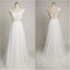 Backless See Through Cap Sleeve Lace Simple Cheap Beach Wedding Dresses, WD322 - SposaBridal