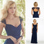 Cap Sleeve Open Back Lace Sweet Heart Chiffon Navy Blue Formal Cheap Bridesmaid Dresses, WG43 - SposaBridal