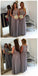 Modest Cap Sleeve Lace Grey Floor-Length Chiffon Wedding Guest Dresses, WG44